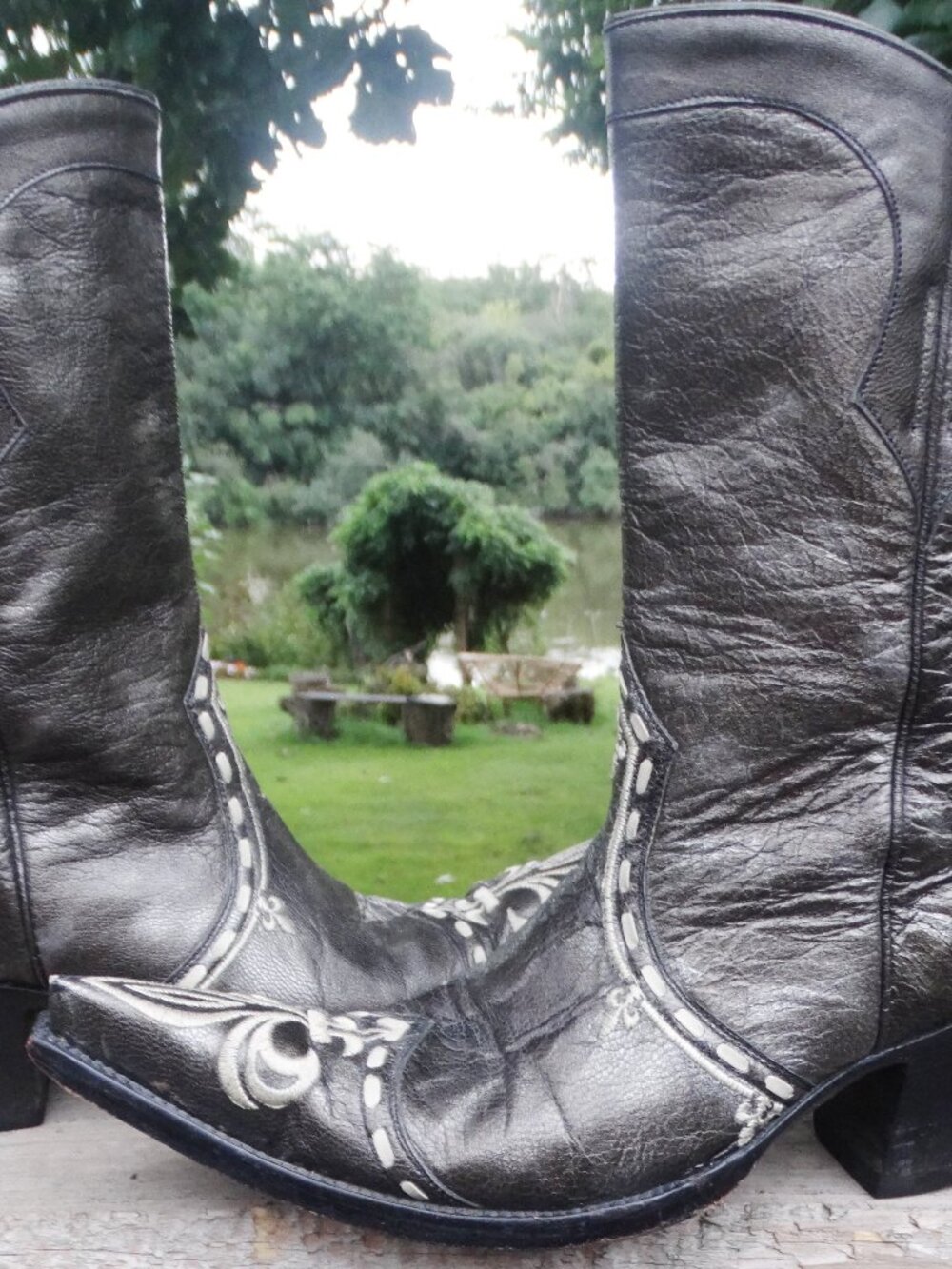 Italian Cowboy Women's 7B Western Cowgirl Boots Fleur-De-Lis pointed Toe Bronze